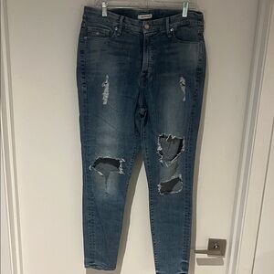 Good American Blue Distressed Skinny Jeans